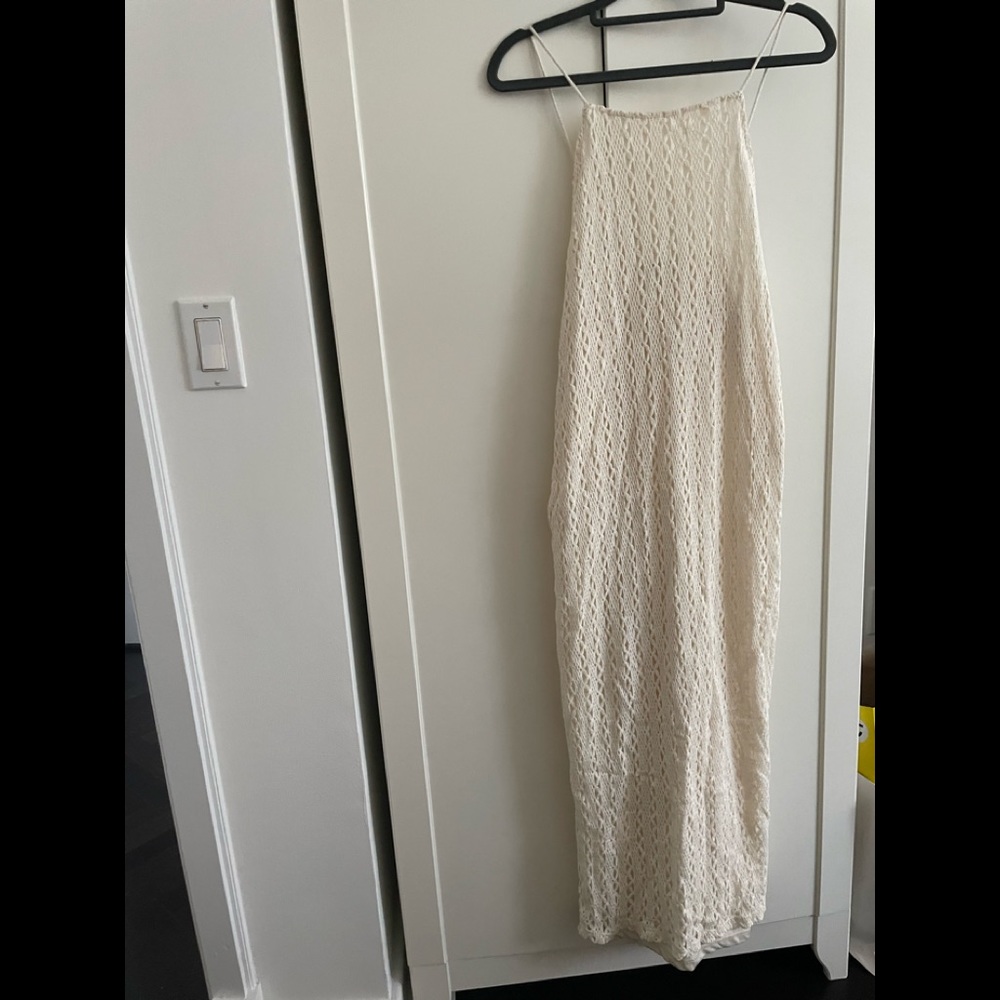 Zara Cream White Woven Maxi Dress